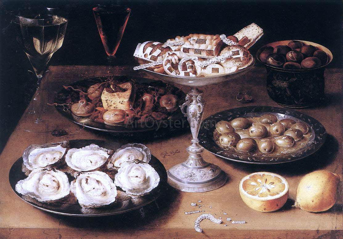Osias Beert Still-Life with Oysters and Pastries - Canvas Print