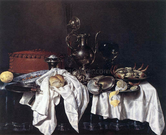 Willem Claesz Heda Still-Life with Pie, Silver Ewer and Crab - Canvas Print