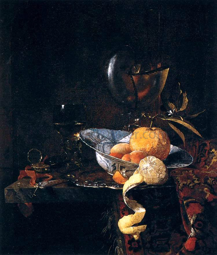 Willem Kalf Still-Life with Porcelain and a Nautilus Cup - Canvas Print