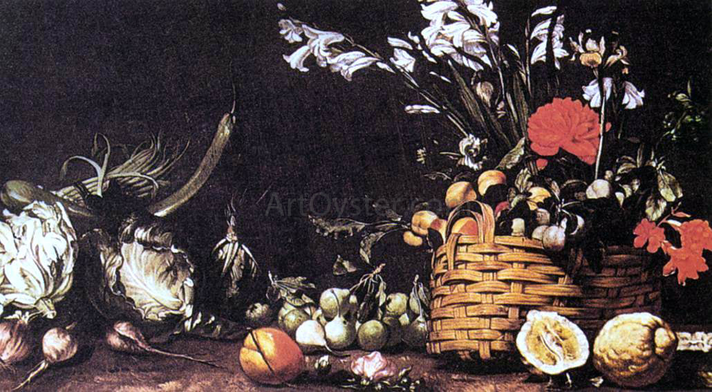 Tommaso Salini Still-Life with Vegetable, Fruit, and Flowers - Canvas Print