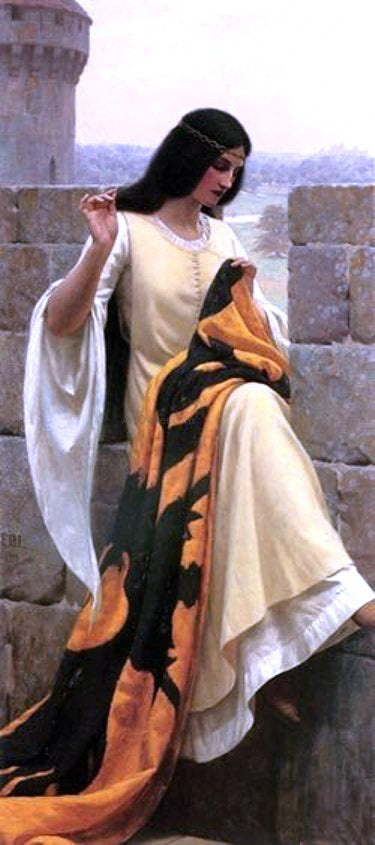 Edmund Blair Leighton Stitching the Standard - Canvas Print