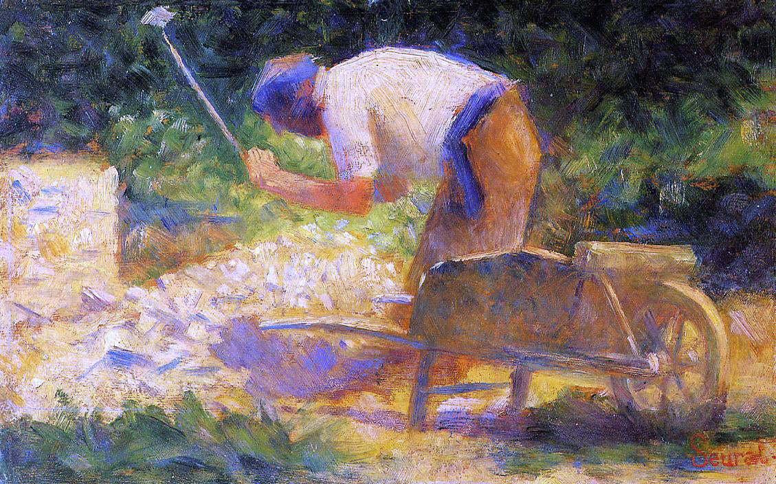Georges Seurat A Stone Breaker and Wheelbarrow, Le Raincy - Canvas Print