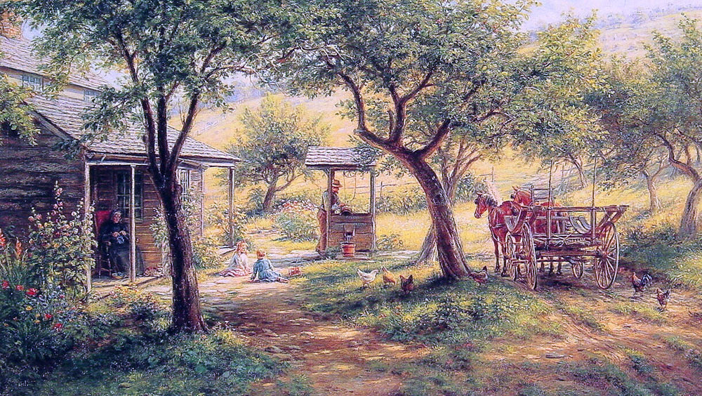 Edward Lamson Henry Stopping to Water His Horses - Canvas Print
