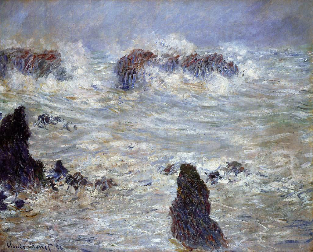 Claude Oscar Monet Storm off the Belle-Ile Coast - Canvas Print
