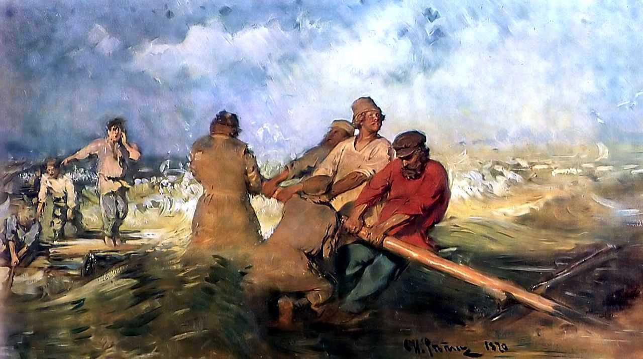 Ilia Efimovich Repin Storm on the Volga - Canvas Print