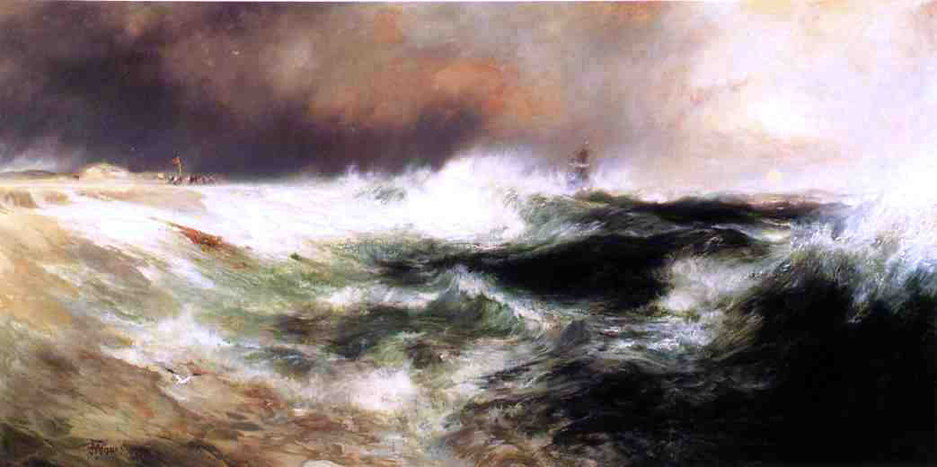 Thomas Moran Stranded Ship on East Hampton Beach - Canvas Print