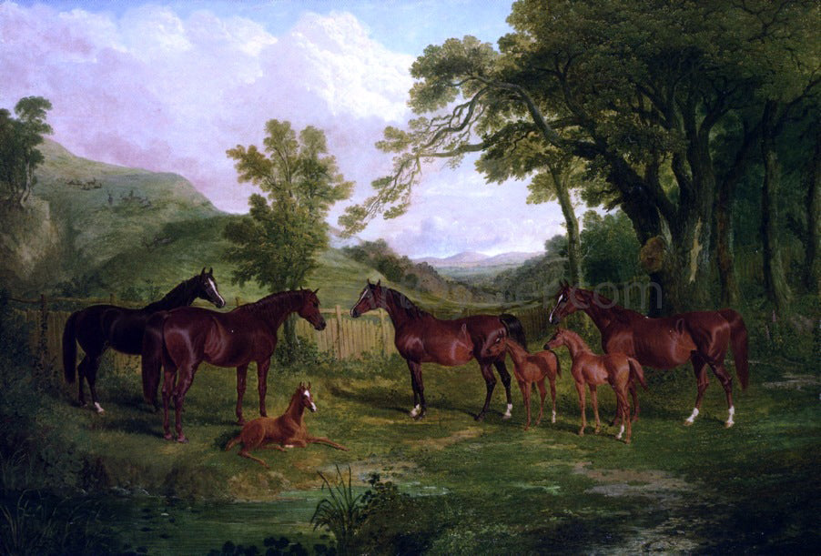 Sr. John Frederick Herring Streatlam Stud, Mares and Foals - Canvas Print
