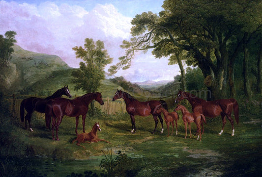 Sr. John Frederick Herring Streatlam Stud, Mares and Foals - Canvas Print