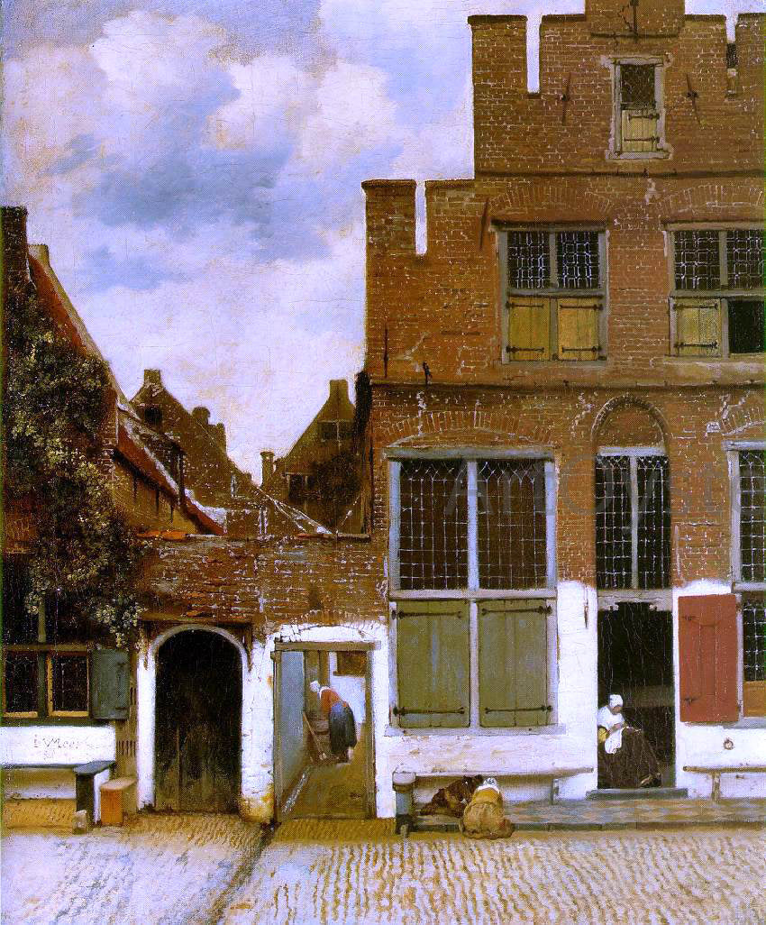 Johannes Vermeer Street in Delft - Canvas Print