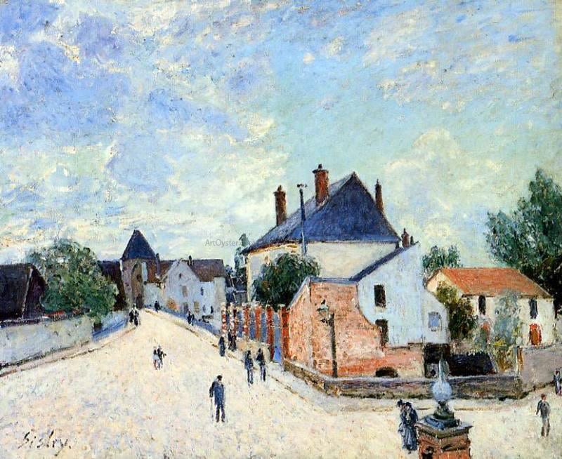 Alfred Sisley A Street in Moret (Porte de Bourgogne from across the Bridge) - Canvas Print