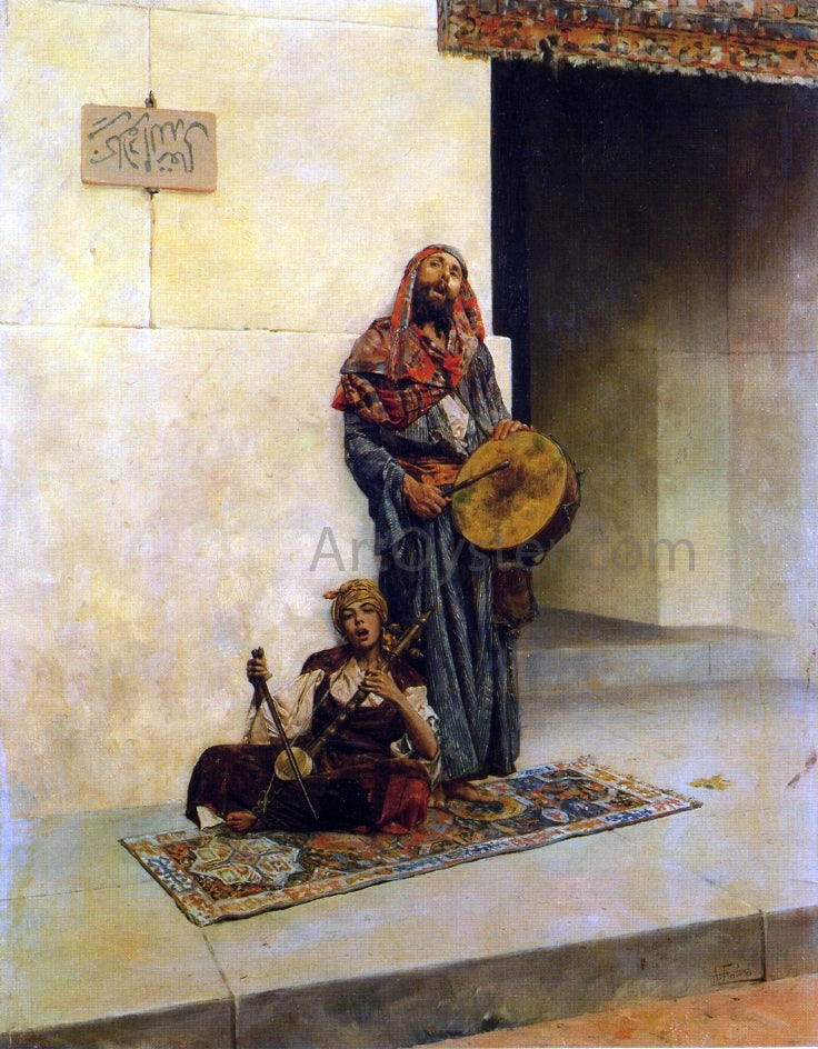 Antonio Maria Fabres Y Costa Street Musicians in a Middle Eastern Town - Canvas Print