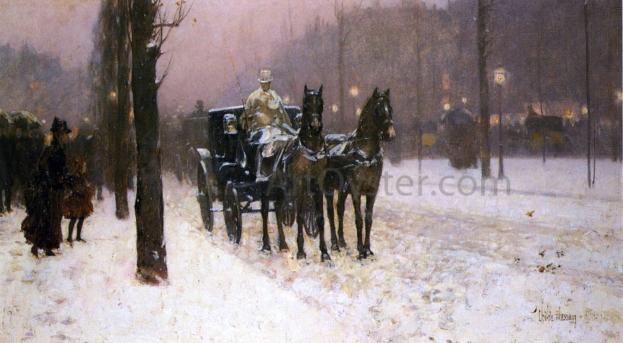 Frederick Childe Hassam Street Scene with Hansom Cab - Canvas Print