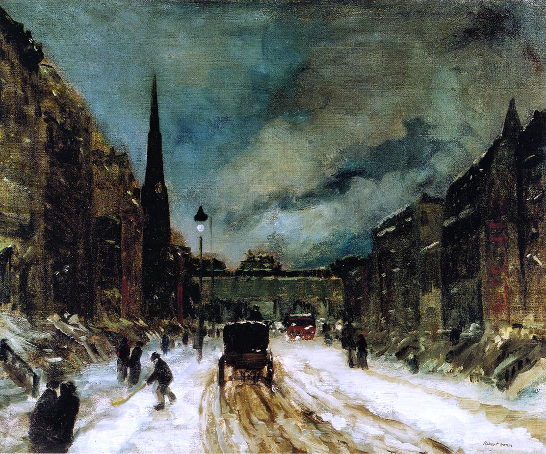 Robert Henri Street Scene with Snow - Canvas Print