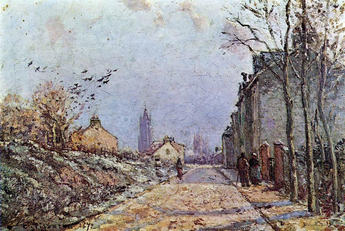 Camille Pissarro Street: Snow Effect - Canvas Print