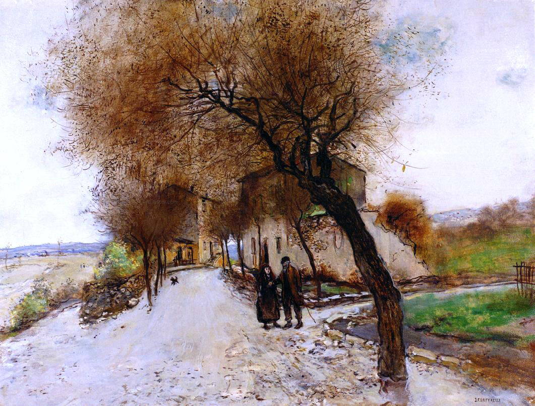 Jean-Francois Raffaelli Strollers Leaving a Village - Canvas Print