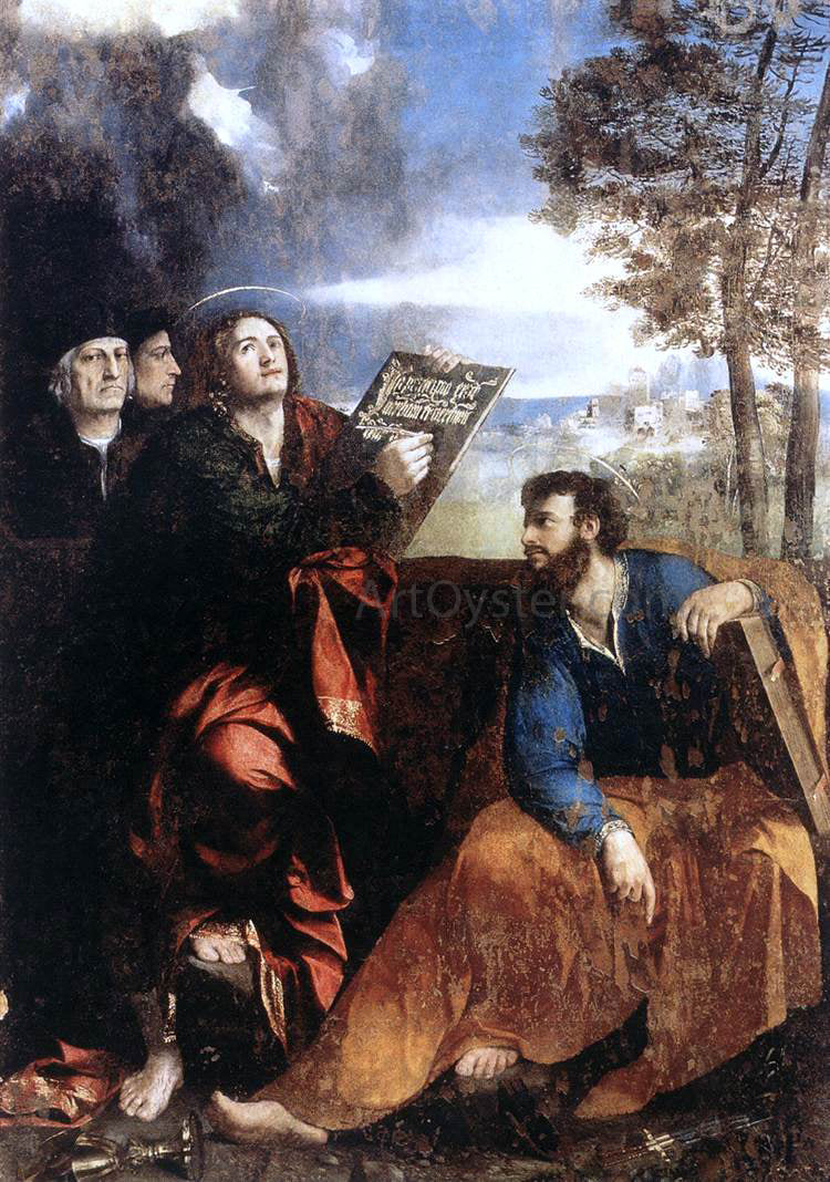 Dosso Dossi Sts John and Bartholomew with Donors - Canvas Print