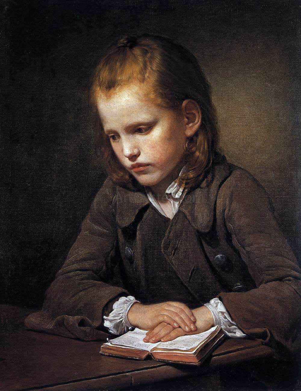 Jean Baptiste Greuze Student with a Lesson-book - Canvas Print