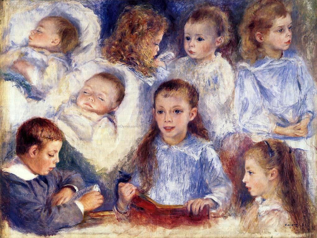 Pierre Auguste Renoir Studies of the Children of Paul Berard - Canvas Print