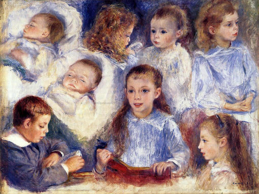 Pierre Auguste Renoir Studies of the Children of Paul Berard - Canvas Print