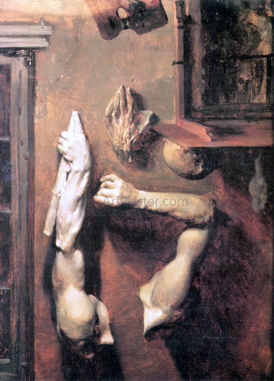 Adolph Von Menzel Studio Interior with Casts - Canvas Print