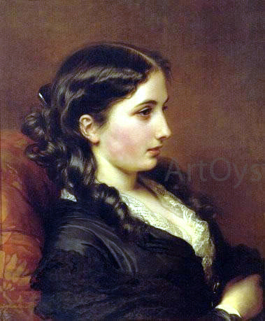 Franz Xavier Winterhalter Study of a Girl in Profile - Canvas Print