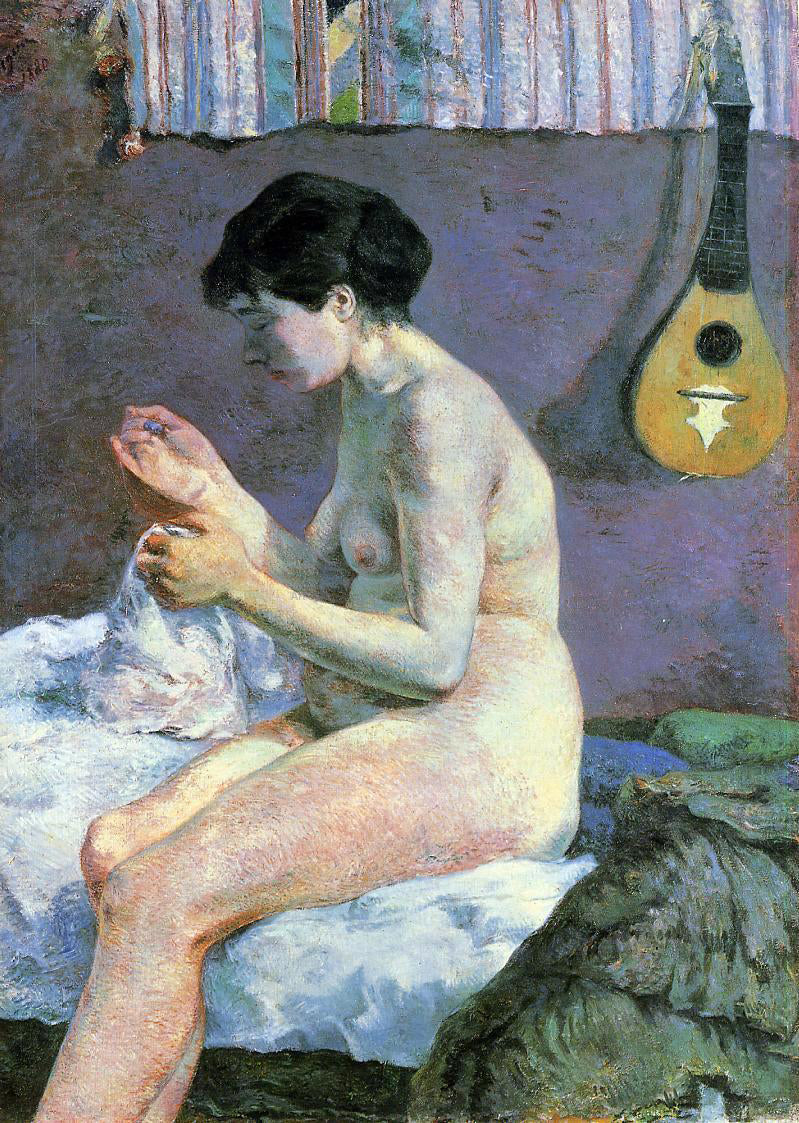 Paul Gauguin Study of a Nude, Suzanne Sewing - Canvas Print