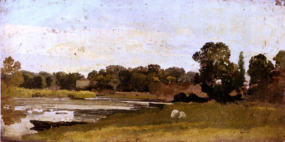 John Linnell Study Of A River Landscape - Canvas Print
