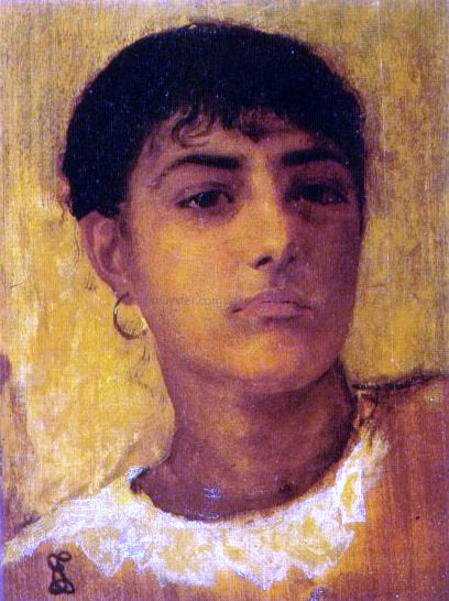 Edwin Longsden Long Study of a Young Girls Head - Canvas Print