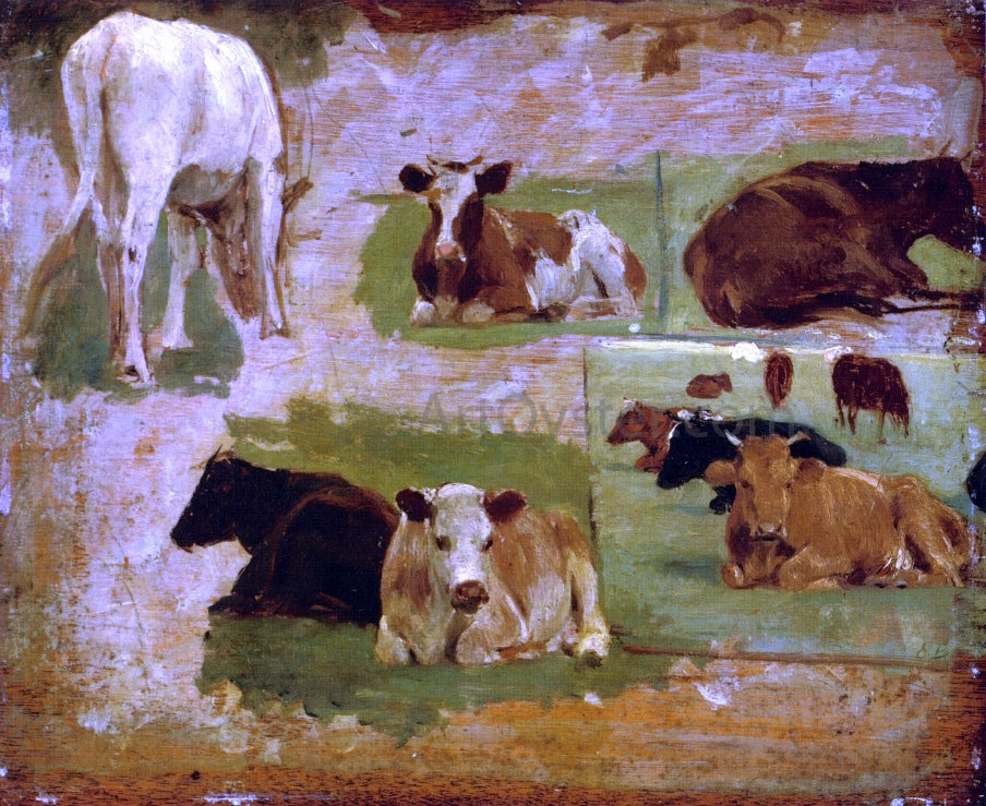 Eugene-Louis Boudin Study of Cattle - Canvas Print