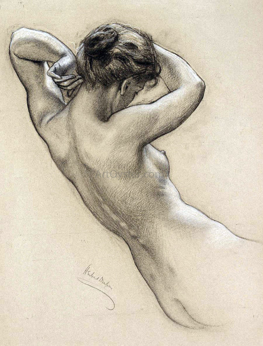 Herbert James Draper Study of Florrie Bird for a Water Nymph in 'Prospero Summoning Nymphs and Deities' - Canvas Print