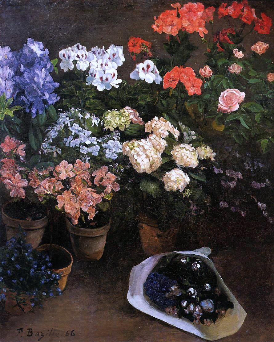 Jean Frederic Bazille Study of Flowers - Canvas Print