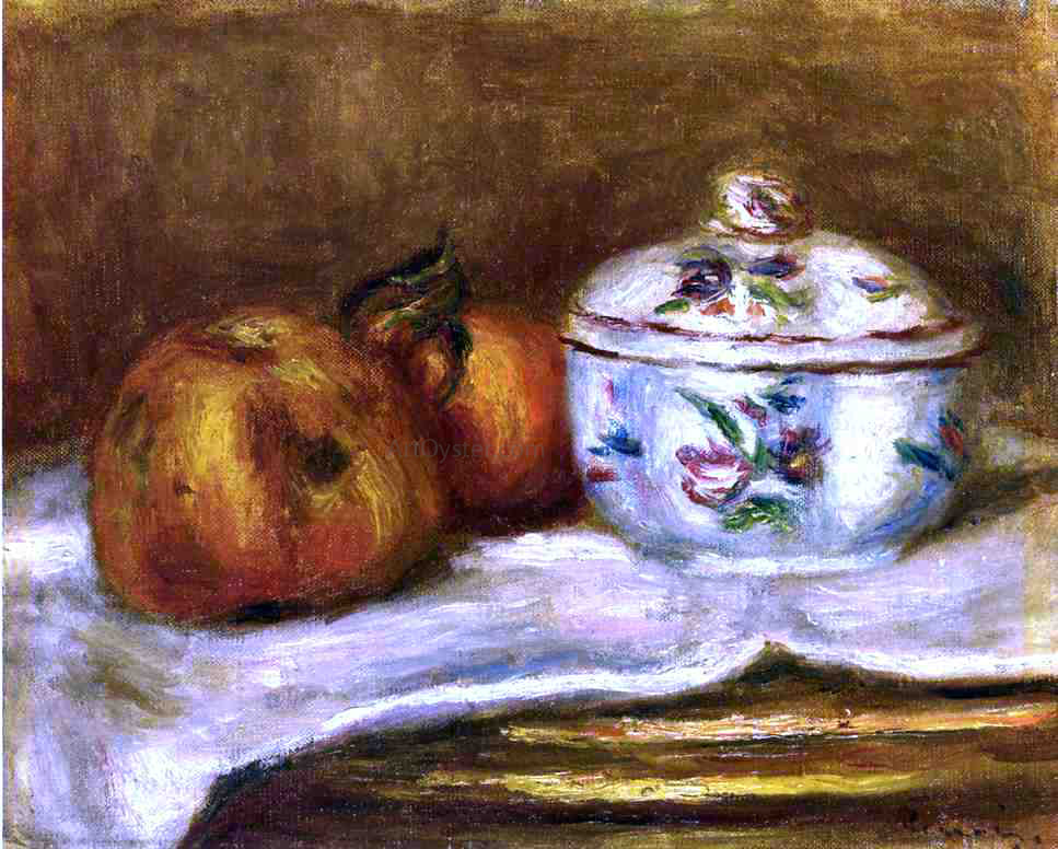 Pierre Auguste Renoir Sugar Bowl, Apple and Orange - Canvas Print