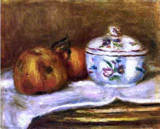 Pierre Auguste Renoir Sugar Bowl, Apple and Orange - Canvas Print