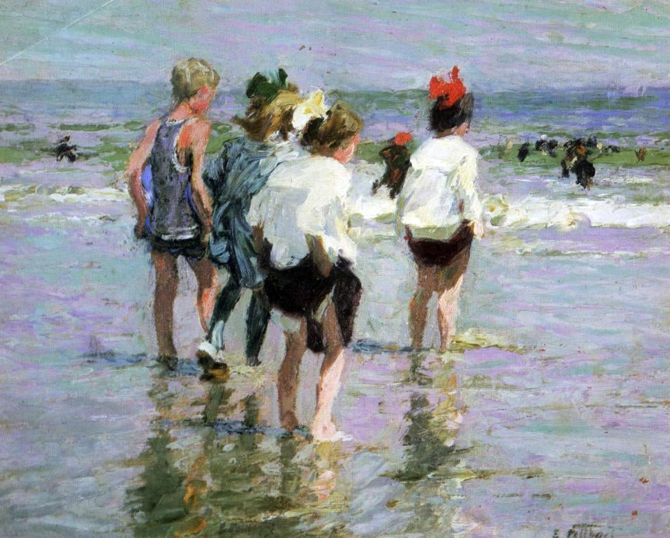 Edward Potthast Summer Day, Brighton Beach - Canvas Print