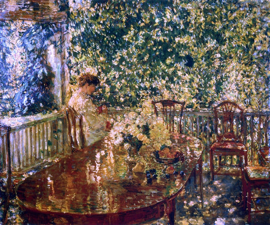 Frederick Childe Hassam A Summer Porch at Mr. and Mrs. C.E.S. Wood's - Canvas Print