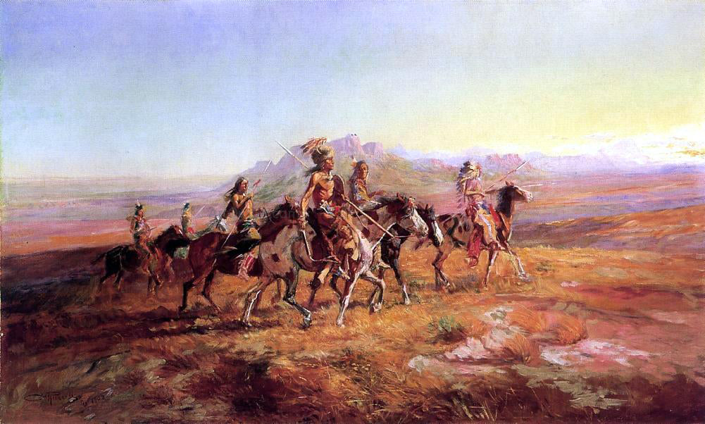 Charles Marion Russell Sun River War Party - Canvas Print