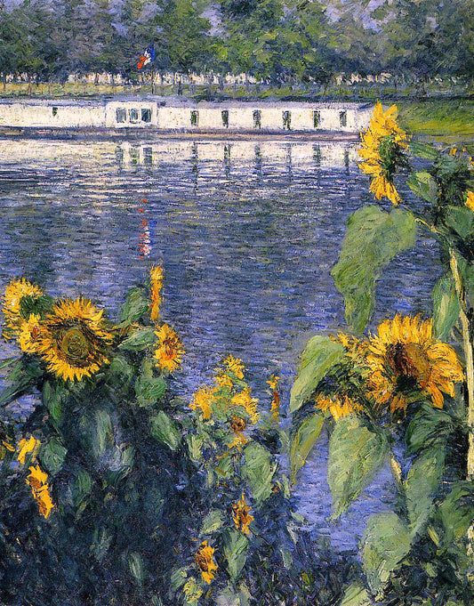 Gustave Caillebotte Sunflowers on the Banks of the Seine - Canvas Print