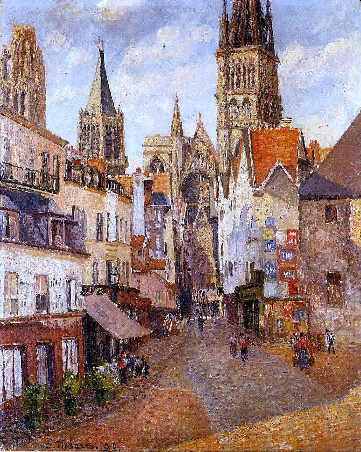 Camille Pissarro Sunlight, Afternoon, La Rue de l'Epicerie, Rouen - Canvas Print