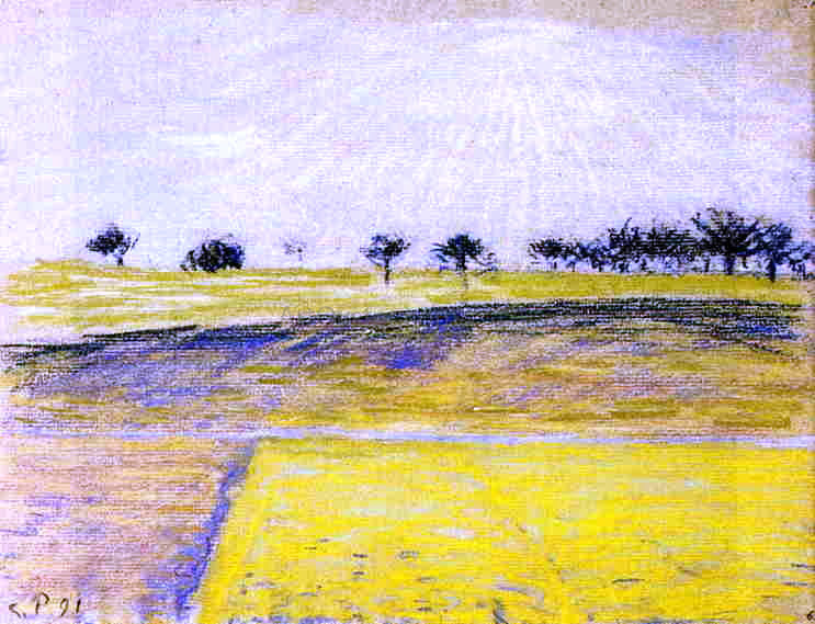 Camille Pissarro Sunrise over the Fields, Eragny - Canvas Print