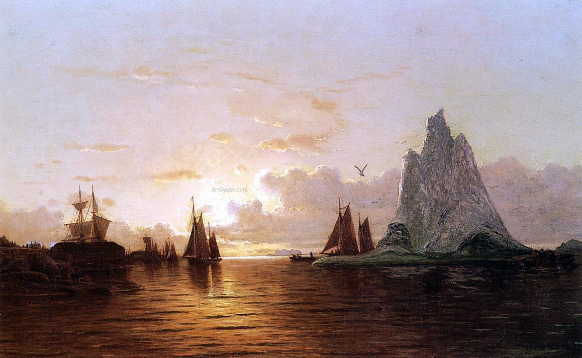 William Bradford Sunset at the Strait of Belle Isle - Canvas Print