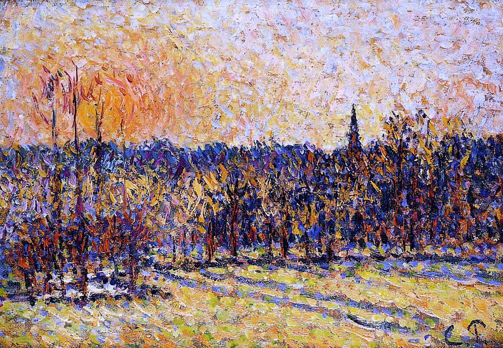 Camille Pissarro Sunset, Bazincourt Steeple - Canvas Print