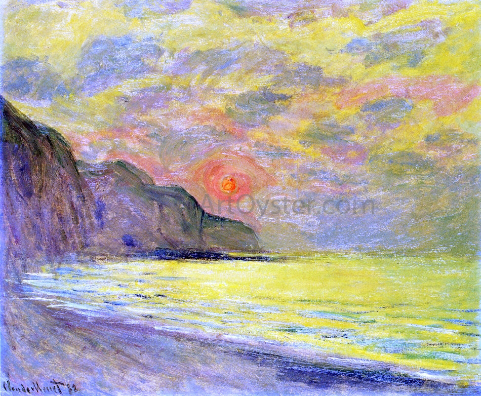 Claude Oscar Monet Sunset, Foggy Weather, Pourville - Canvas Print