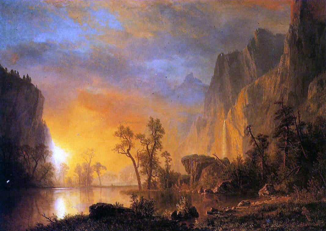 Albert Bierstadt Sunset in the Rockies - Canvas Print