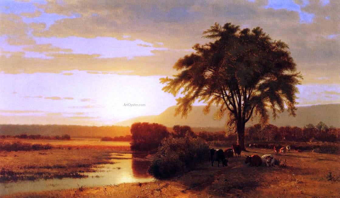 William M Hart Sunset in the Valley - Canvas Print