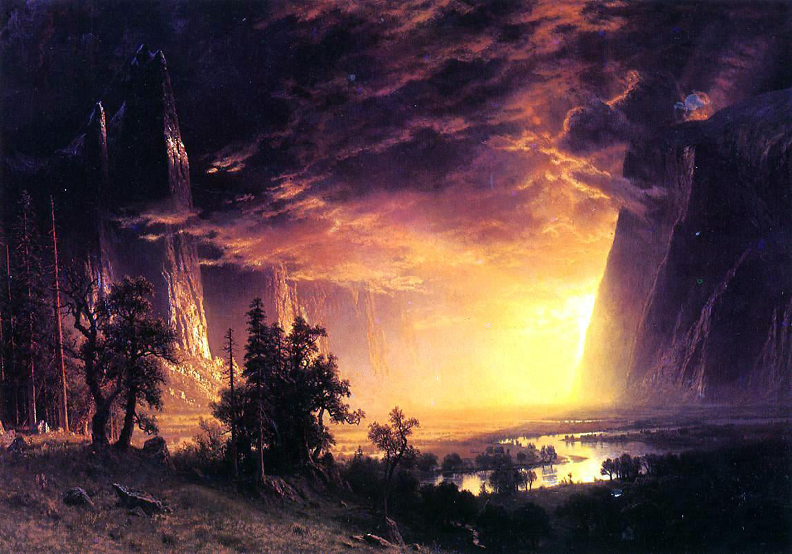 Albert Bierstadt Sunset in the Yosemite Valley - Canvas Print