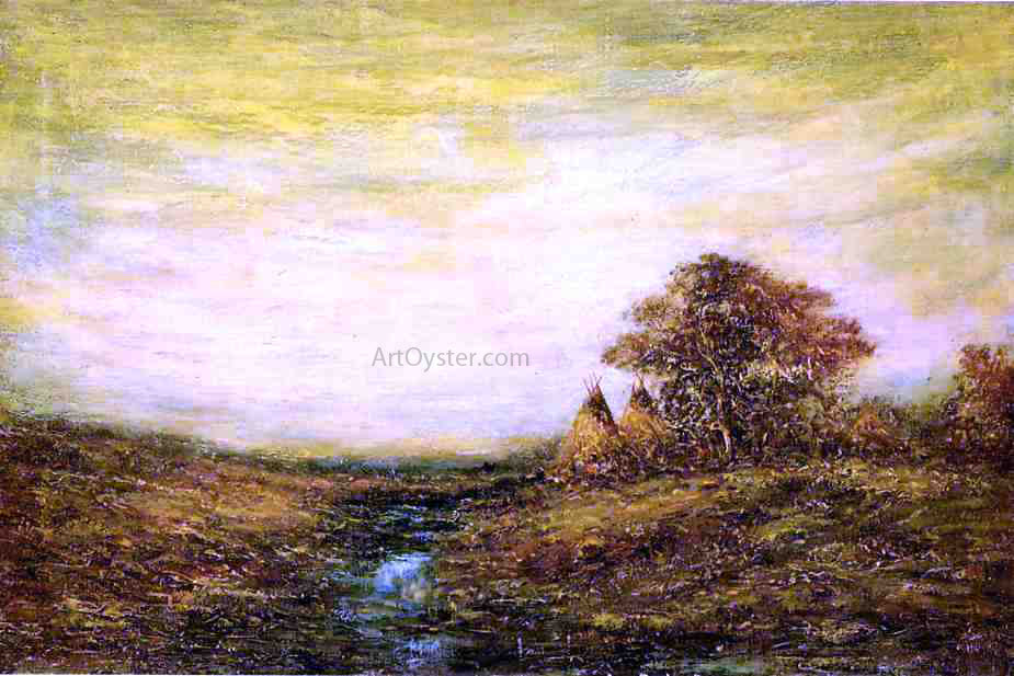 Ralph Albert Blakelock Sunset, Indian Encampment - Canvas Print