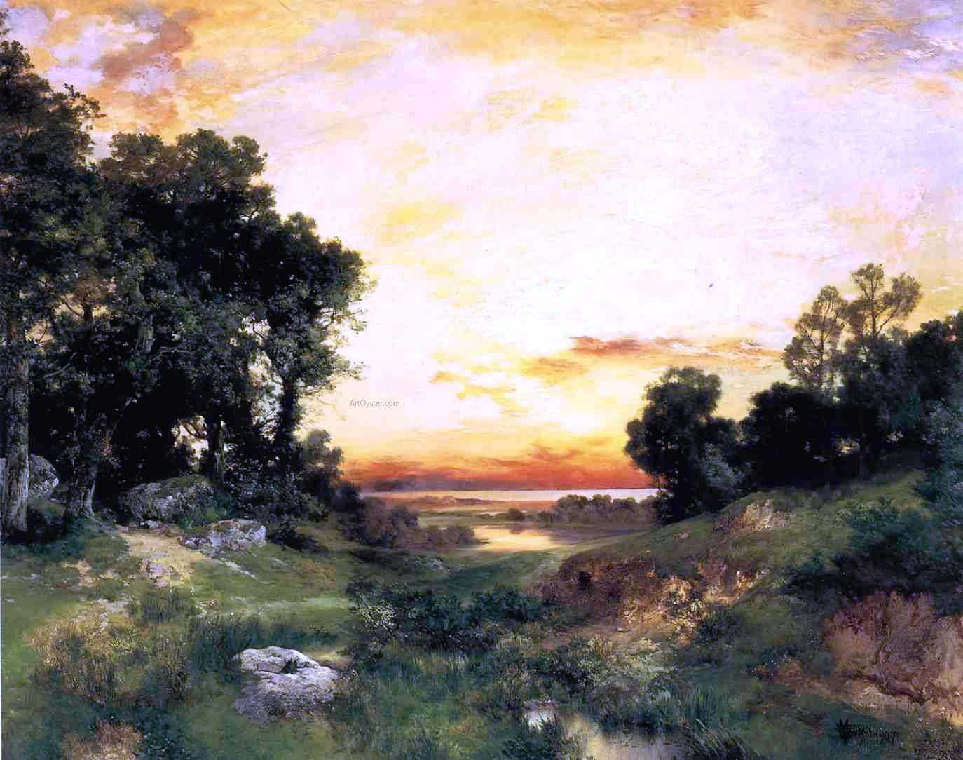 Thomas Moran Sunset, Long Island Sound - Canvas Print