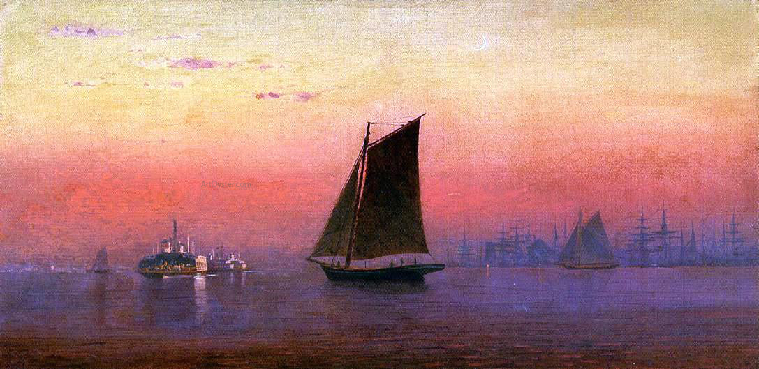 Francis A Silva Sunset, New York Harbor - Canvas Print