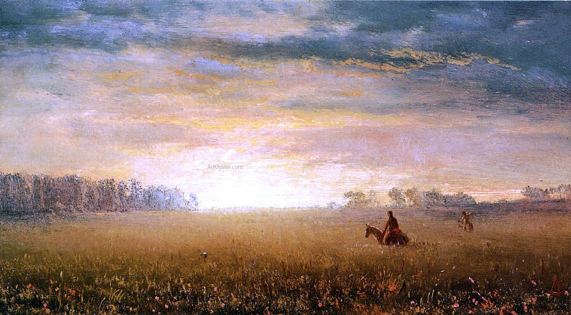 Albert Bierstadt Sunset of the Prairies - Canvas Print