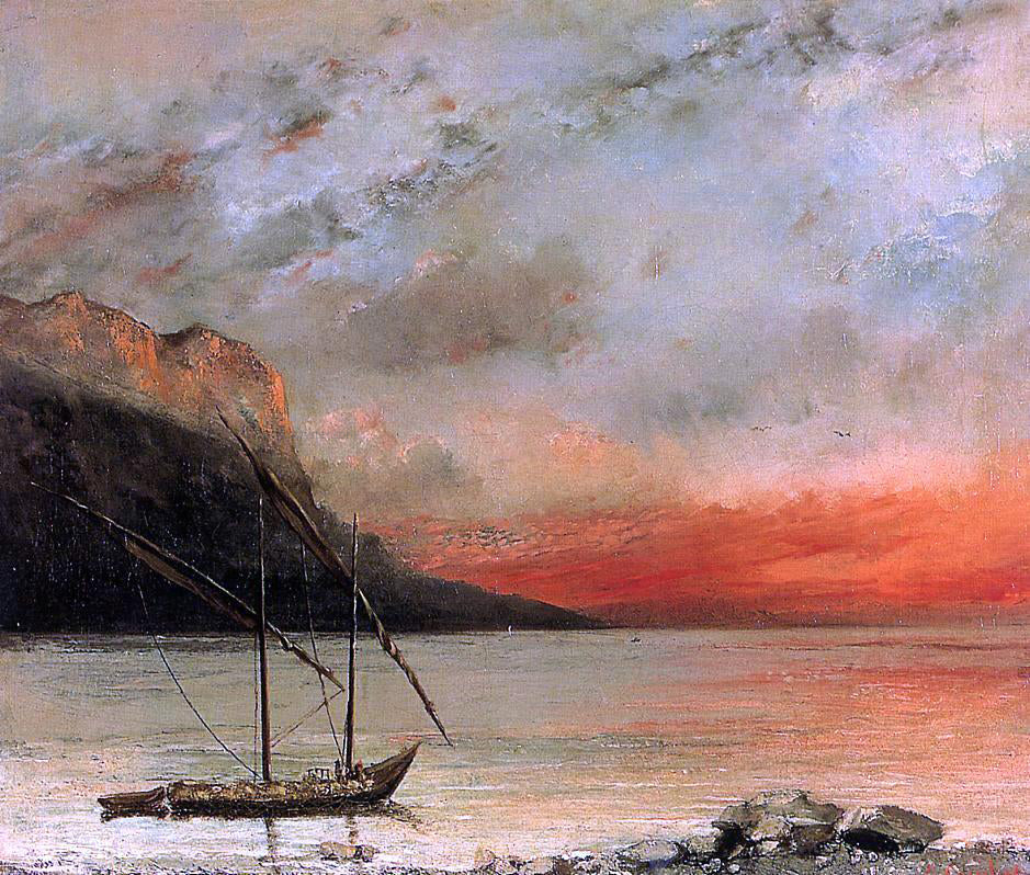 Gustave Courbet Sunset on Lake Leman - Canvas Print